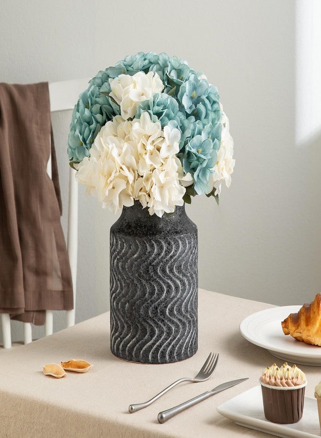 Lyeec Black Vases Home Decor - Ceramic Kitchen Tools Holder Organizer - 7.8inch Vintage Fall Flower Vase - Rustic Table Pedestal Cylinder Bud Vases for Centerpieces - Decoration Vase by Lyeec - Image 4